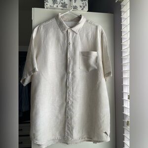 Tommy Bahama Mens 100% Linen Party Breezer Shirt Natural Tan Brown XL